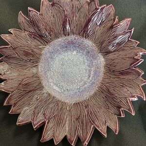 Handmade Elegant Purple Sunflower Wall Bowl